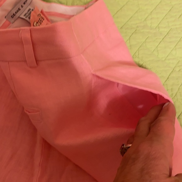 DEANE AND WHITE-pink linen pant w/palm tree design - Picture 7 of 7